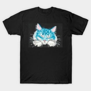 Sleeping  fluffy  blue cat art T-Shirt